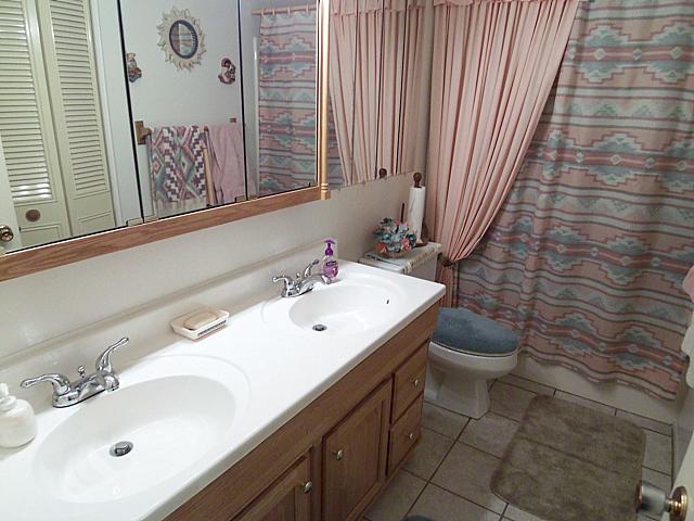 retro 1980s décor bathroom Native American shower curtain Phoenix home house real estate