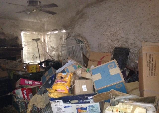 hoarder hoarding piles of garbage junk filth dirt messy gross disgusting spider webs cobwebs Phoenix Arizona home house for sale
