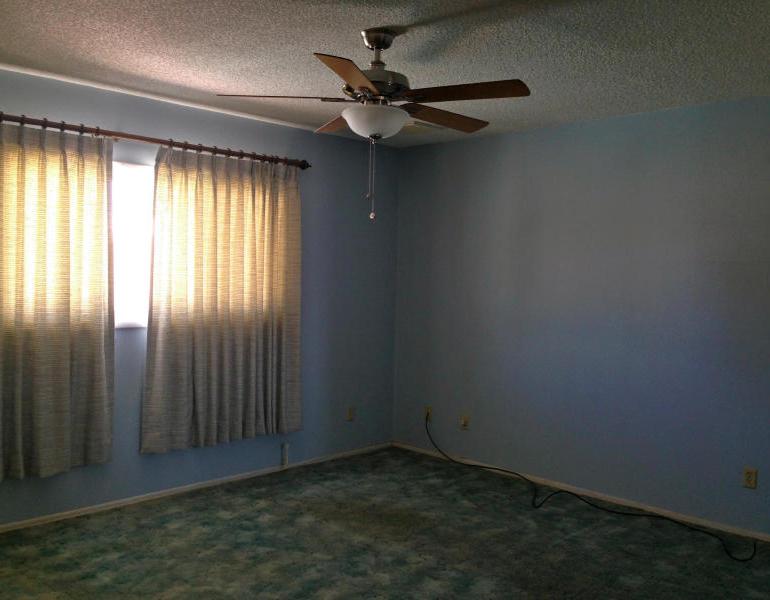 1970 44-year-old original vintage soiled worn carpet blue bedroom Phoenix Arizona homes houses for sale real estate photo