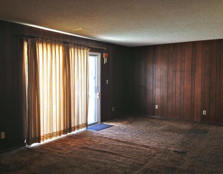 1970 44-year-old original vintage carpet orange red wood paneling Phoenix Arizona homes houses for sale real estate photo