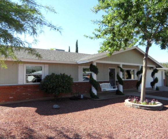 dumb idea wrapping fake plastic vines around front porch columns Mesa Arizona home house