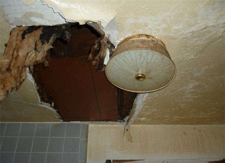 damaged ceiling stained Philadelphia Pennsylvania homes houses for sale real estate photo