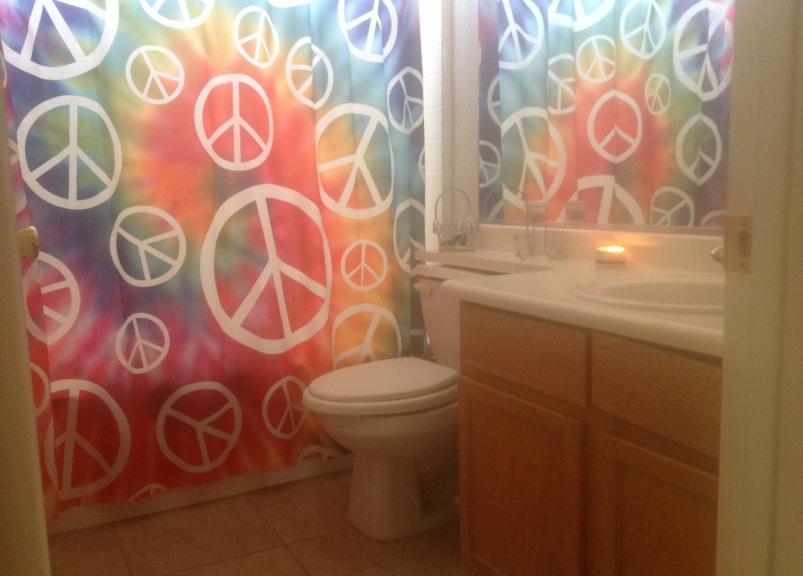 peace sign shower curtain bathroom San Tan Valley Arizona home house for sale real estate photo