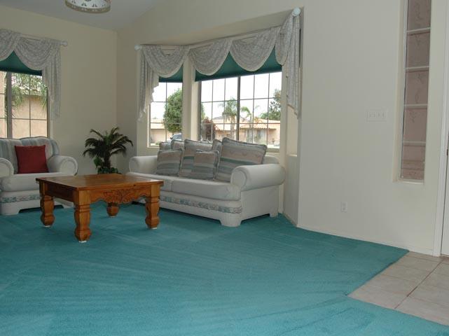 Southwest décor interior design decorations aqua blue carpet tacky outdated Phoenix home