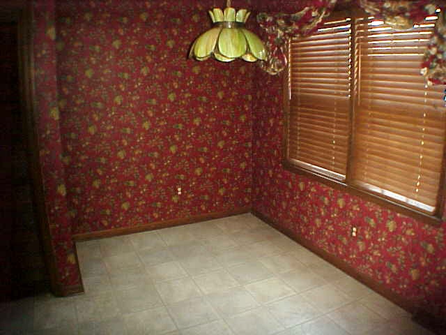 ugly dark heavy dreary depressing wallpaper dining room Owensboro Kentucky home house