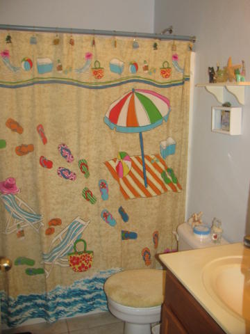 shower curtain beach ocean scene sand bathroom Mesa Arizona home house for sale photo