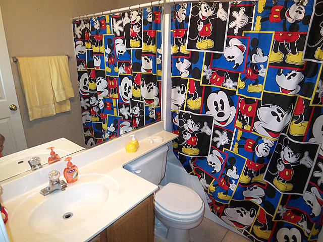 shower curtain Mickey Mouse Disney bathroom Gilbert Arizona home house for sale photo