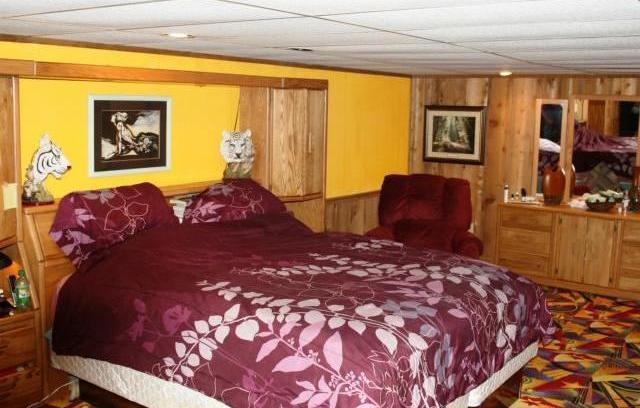 white tigers bedroom ugly tacky gaudy Las Vegas type colorful carpet Florissant Missouri home house for sale real estate photo