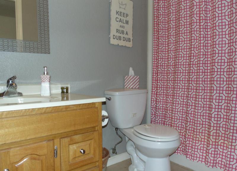 keep calm and rub a dub dub message sign in bathroom Phoenix Arizona home house for sale photo