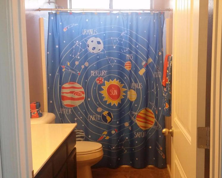 solar system planets shower curtain bathroom Laveen Arizona home house for sale real estate photo