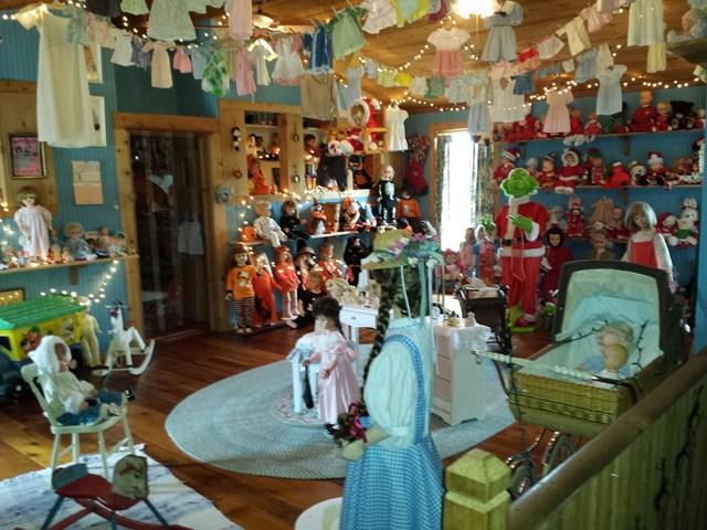 massive huge collection dolls Grinch Who Stole Christmas mannequin cluttered Penfield New York home house for sale